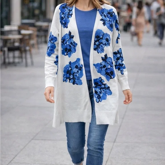 Hannah Blue Floral Cardigan - Picture 1 of 8